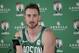 Boston Celtics forward Gordon Hayward faces reporters at NBA basketball media day, Monday, Sept. 24, 2018, in Canton, Mass. (AP Photo/Steven Senne)