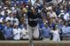 Milwaukee Brewers' Ryan Braun (8) reacts after he hit an RBI single during the eighth inning of a tie break baseball game against the Chicago Cubs on Monday, Oct. 1, 2018, in Chicago. (AP Photo/Matt Marton)