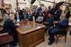 US President Donald Trump meets with rapper Kanye West and former football player Jim Brown (R) in the Oval Office of the White House in Washington, DC, October 11, 2018. (Photo by SAUL LOEB / AFP) (Photo credit should read SAUL LOEB/AFP/Getty Images)