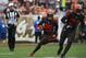 Cleveland Browns running back Duke Johnson (29) follows the block of offensive tackle Chris Hubbard (74) during an NFL game against the Baltimore Ravens, Sunday, Oct. 7, 2018, in Cleveland. The Browns won 12-9 in overtime. (Jeff Haynes/AP Images for Panini)