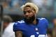 CHARLOTTE, NC - OCTOBER 07: Odell Beckham #13 of the New York Giants against the Carolina Panthers during their game at Bank of America Stadium on October 7, 2018 in Charlotte, North Carolina. The Panthers won 33-31. (Photo by Grant Halverson/Getty Images)
