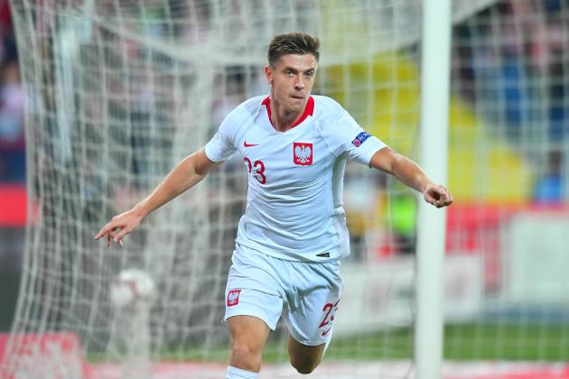CHORZOW, POLAND - OCTOBER 11: Krzysztof Piatek celebrates after scoring a goal during the UEFA Nations League A group three match between Poland and Portugal at Silesian Stadium on October 11, 2018 in Chorzow, Poland. (Photo by Pawel Andrachiewicz/PressFocus/MB Media/Getty Images)