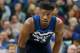 Minnesota Timberwolves' Jimmy Butler plays against the Houston Rockets in the first half during Game 3 of an NBA basketball first round playoff series Saturday, April 21, 2018, in Minneapolis. (AP Photo/Jim Mone)