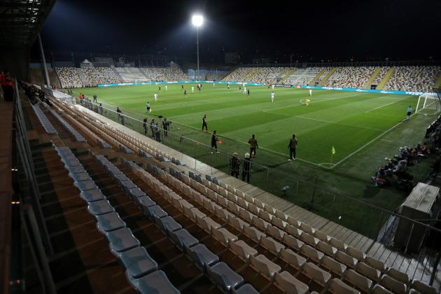 Empty tribunes are seen during the UEFA Nations League football match between Croatia and England at Rujevica stadium in Rijeka, on October 12, 2018. (Photo by - / AFP)        (Photo credit should read -/AFP/Getty Images)
