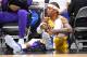SAN JOSE, CA - OCTOBER 12: Michael Beasley #11 of the Los Angeles Lakers ties his sneakers during a pre-season game against the Golden State Warriors on October 12, 2018 at the SAP Center in San Jose, California. NOTE TO USER: User expressly acknowledges and agrees that, by downloading and/or using this Photograph, user is consenting to the terms and conditions of the Getty Images License Agreement. Mandatory Copyright Notice: Copyright 2018 NBAE (Photo by Andrew D. Bernstein/NBAE via Getty Images)