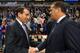 CHICAGO, IL - NOVEMBER 17: (L-R) Head Coach Mike Krzyzewski of the Duke Blue Devils talks with Head Coach John Calipari of the Kentucky Wildcats during the State Farm Champions Classic at the United Center on November 17, 2015 in Chicago, Illinois. Kentucky defeated Duke 74-63. (Photo by Lance King/Getty Images)