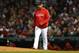 BOSTON, MA - OCTOBER 06: Manager Alex Cora #20 of the Boston Red Sox walks to the mound during the sixth inning of Game Two of the American League Division Series against the New York Yankees at Fenway Park on October 6, 2018 in Boston, Massachusetts. (Photo by Tim Bradbury/Getty Images)