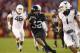 Iowa State running back David Montgomery (32) runs from West Virginia cornerback Derrek Pitts Jr., right, during the first half of an NCAA college football game, Saturday, Oct. 13, 2018, in Ames, Iowa. (AP Photo/Charlie Neibergall)