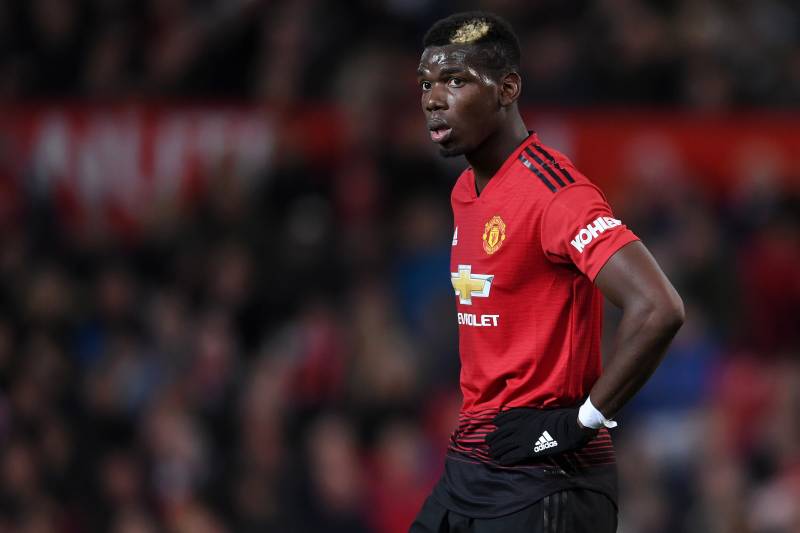 MANCHESTER, ENGLAND - OCTOBER 06:  Paul Pogba of Manchester United looks on during the Premier League match between Manchester United and Newcastle United at Old Trafford on October 6, 2018 in Manchester, United Kingdom.  (Photo by Laurence Griffiths/Getty Images)
