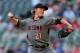 ARLINGTON, TX - AUGUST 13: Zack Greinke #21 of the Arizona Diamondbacks pitches against the Texas Rangers in the bottom of the first inning at Globe Life Park in Arlington on August 13, 2018 in Arlington, Texas. (Photo by Tom Pennington/Getty Images)
