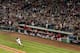 BOSTON, MA - OCTOBER 14: Mookie Betts #50 of the Boston Red Sox runs up the line after hitting an RBI double during the eighth inning of game two of the American League Championship Series against the Houston Astros on October 14, 2018 at Fenway Park in Boston, Massachusetts. (Photo by Billie Weiss/Boston Red Sox/Getty Images)