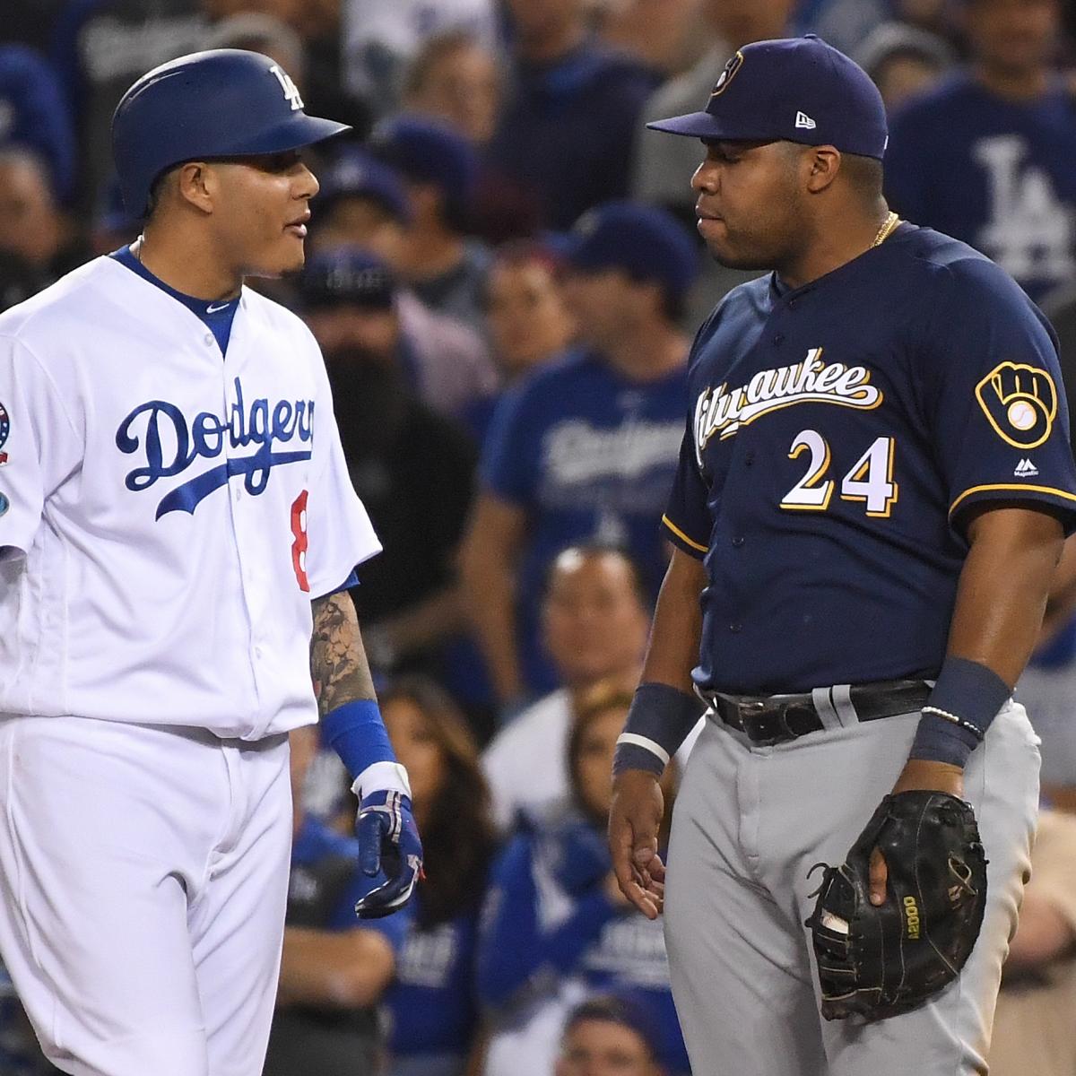 Dodgers' Manny Machado fined by MLB for kicking Brewers 1B Jesus Aguilar –  The Denver Post