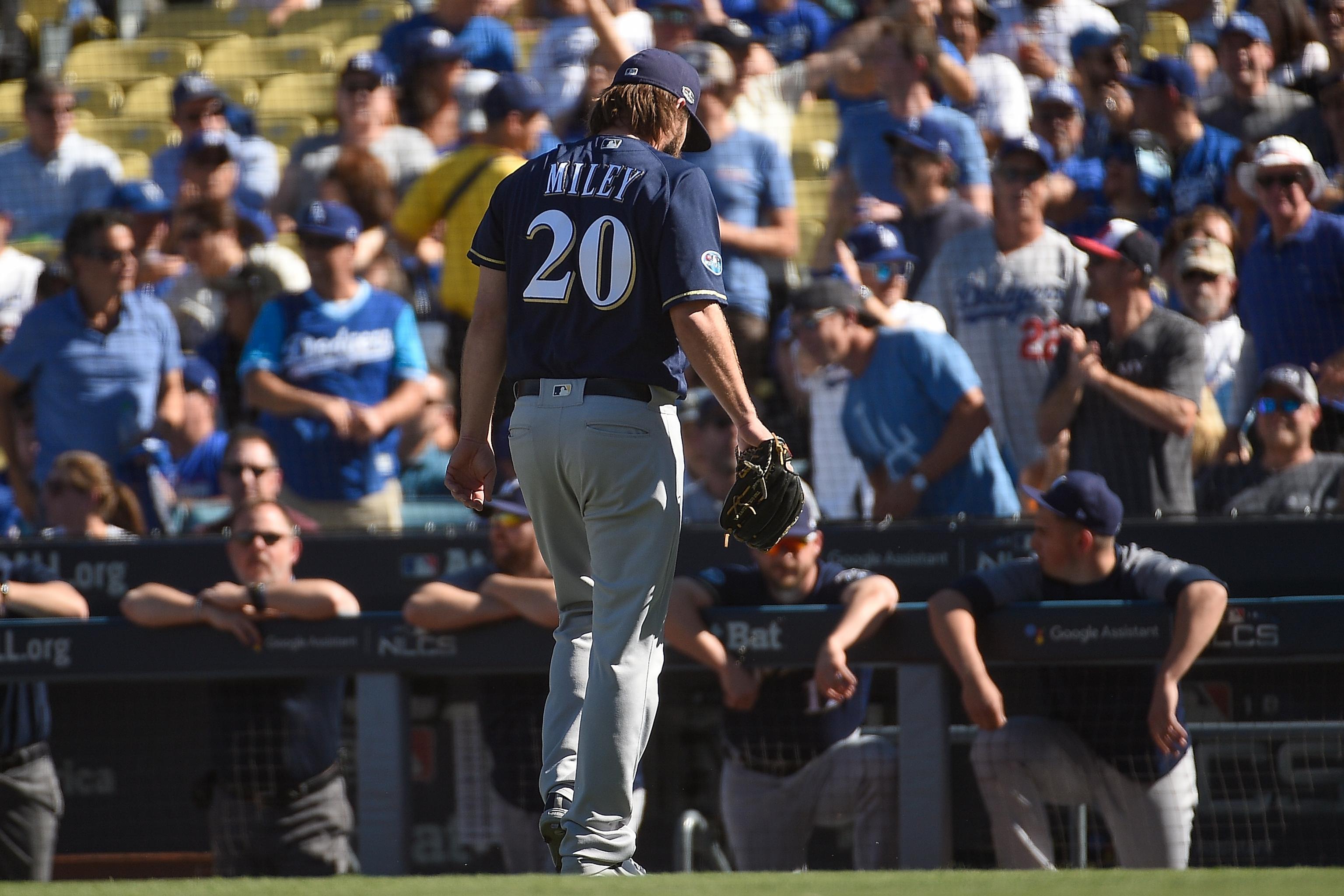 Wade Miley starts for Brewers at Dodgers, first time since '18 oddity.