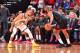 HOUSTON, TX - MAY 24: Stephen Curry #30 of the Golden State Warriors defends Chris Paul #3 of the Houston Rockets during Game Five of the Western Conference Finals of the 2018 NBA Playoffs on May 24, 2018 at the Toyota Center in Houston, Texas. NOTE TO USER: User expressly acknowledges and agrees that, by downloading and or using this photograph, User is consenting to the terms and conditions of the Getty Images License Agreement. Mandatory Copyright Notice: Copyright 2018 NBAE (Photo by Jesse D. Garrabrant/NBAE via Getty Images)