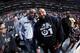 LOS ANGELES, CA - FEBRUARY 20: Floyd Mayweather Jr. talks with DJ Khaled after the game between the Golden State Warriors and the Los Angeles Clippers on February 20, 2016 at STAPLES Center in Los Angeles, California. NOTE TO USER: User expressly acknowledges and agrees that, by downloading and/or using this Photograph, user is consenting to the terms and conditions of the Getty Images License Agreement. Mandatory Copyright Notice: Copyright 2016 NBAE (Photo by Andrew D. Bernstein/NBAE via Getty Images)