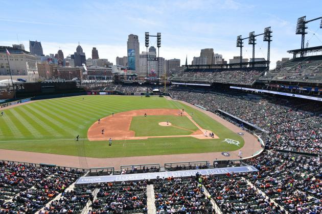 DETROIT, MI - APRIL 22:  A general view of Comerica Park during the game between the Kansas City Royals and the Detroit Tigers at Comerica Park on April 22, 2018 in Detroit, Michigan. The Royals defeated the Tigers 8-5.  (Photo by Mark Cunningham/MLB Photos via Getty Images)