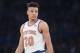 New York Knicks forward Kevin Knox stands on the court during the first half of an NBA basketball game against the Atlanta Hawks, Wednesday, Oct. 17, 2018, at Madison Square Garden in New York. (AP Photo/Mary Altaffer)
