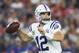FOXBOROUGH, MA - OCTOBER 04: Andrew Luck #12 of the Indianapolis Colts throws a pass during the first half against the New England Patriots at Gillette Stadium on October 4, 2018 in Foxborough, Massachusetts. (Photo by Maddie Meyer/Getty Images)