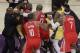 Houston Rockets' Chris Paul, second from left, is held back by Los Angeles Lakers' LeBron James, left, as Paul fights with Lakers' Rajon Rondo, center obscured, during the second half of an NBA basketball game Saturday, Oct. 20, 2018, in Los Angeles. The Rockets won, 124-115. (AP Photo/Marcio Jose Sanchez)