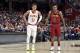 CLEVELAND, OH - OCTOBER 21: Trae Young #11 of the Atlanta Hawks and Collin Sexton #2 of the Cleveland Cavaliers look on during the game on October 21, 2018 at Quicken Loans Arena in Cleveland, Ohio. NOTE TO USER: User expressly acknowledges and agrees that, by downloading and/or using this photograph, user is consenting to the terms and conditions of the Getty Images License Agreement. Mandatory Copyright Notice: Copyright 2018 NBAE (Photo by David Liam Kyle/NBAE via Getty Images)