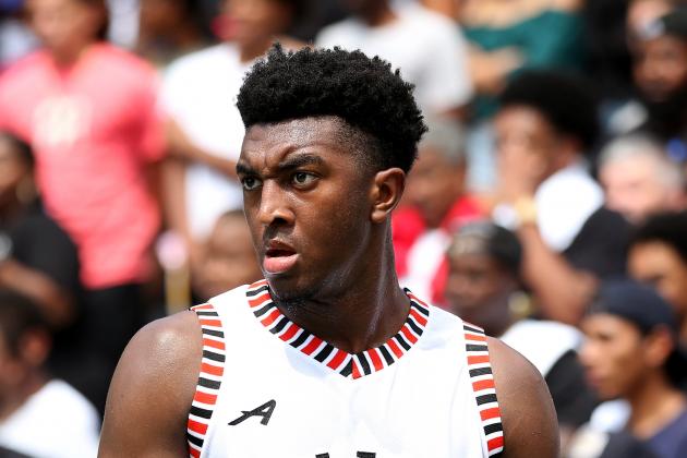NEW YORK, NY - AUGUST 18:  Kyree Walker #23 of Team Stanley looks on during the SLAM Summer Classic 2018 at Dyckman Park on August 18, 2018 in New York City.  (Photo by Elsa/Getty Images)