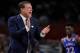 Kansas head coach Bill Self directs his team during the first half in the semifinals of the Final Four NCAA college basketball tournament against Villanova, Saturday, March 31, 2018, in San Antonio. (AP Photo/David J. Phillip)