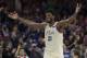 PHILADELPHIA, PA - MARCH 2: Joel Embiid #21 of the Philadelphia 76ers reacts in the fourth quarter against the Charlotte Hornets at the Wells Fargo Center on March 2, 2018 in Philadelphia, Pennsylvania. The 76ers defeated the Hornets 110-99. NOTE TO USER: User expressly acknowledges and agrees that, by downloading and or using this photograph, User is consenting to the terms and conditions of the Getty Images License Agreement. (Photo by Mitchell Leff/Getty Images)