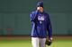 BOSTON, MA - OCTOBER 22: Manny Machado #8 of the Los Angeles Dodgers looks on during workouts ahead of the 2018 World Series against the Boston Red Sox at Fenway Park on October 22, 2018 in Boston, Massachusetts. (Photo by Elsa/Getty Images)