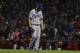 Los Angeles Dodgers starting pitcher Clayton Kershaw leaves the game during the fifth inning of Game 1 of the World Series baseball game against the Boston Red Sox Tuesday, Oct. 23, 2018, in Boston. (AP Photo/Matt Slocum)