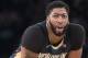 New Orleans Pelicans forward Anthony Davis pauses during the first half of an NBA preseason basketball game against the New York Knicks, Friday, Oct. 5, 2018, at Madison Square Garden in New York. (AP Photo/Mary Altaffer)