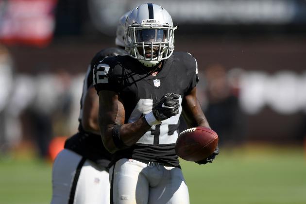 OAKLAND, CA - SEPTEMBER 17:  Karl Joseph #42 of the Oakland Raiders celebrates after sacking the quarterback and recovering a fumble against the New York Jets during the fourth quarter of their NFL football game at Oakland-Alameda County Coliseum on September 17, 2017 in Oakland, California. The Raiders won the game 45-20.  (Photo by Thearon W. Henderson/Getty Images)
