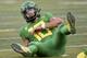 EUGENE, OR - SEPTEMBER 22: Quarterback Justin Herbert #10 of the Oregon Ducks falls to the truf in the third quarter of the game against the Oregon Ducks at Autzen Stadium on September 22, 2018 in Eugene, Oregon. Stanford won the game in overtime 38-31. (Photo by Steve Dykes/Getty Images)