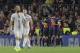 Barcelona's players celebrate after Brazilian midfielder Rafinha scored during the UEFA Champions League group B match Barcelona against Inter Milan at the Camp Nou stadium in Barcelona on October 24, 2018. (Photo by LLUIS GENE / AFP) (Photo credit should read LLUIS GENE/AFP/Getty Images)