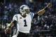 Carolina Panthers quarterback Cam Newton (1) in action during an NFL football game against the Philadelphia Eagles in Philadelphia, Sunday, Oct. 21, 2018. (AP Photo/Matt Rourke)