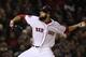 Boston Red Sox's starting pitcher David Price winds up to throw during the first inning of Game 2 of the World Series baseball against the Los Angeles Dodgers game Wednesday, Oct. 24, 2018, in Boston. (AP Photo/David J. Phillip)