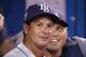 TORONTO, ON - SEPTEMBER 5: Bench coach Charlie Montoyo #25 of the Tampa Bay Rays looks on from the dugout as manager Kevin Cash #16 smiles behind him during MLB game action against the Toronto Blue Jays at Rogers Centre on September 5, 2018 in Toronto, Canada. (Photo by Tom Szczerbowski/Getty Images)