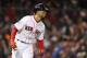 BOSTON, MA - OCTOBER 24: Mookie Betts #50 of the Boston Red Sox hits a seventh inning double against the Los Angeles Dodgers in Game Two of the 2018 World Series at Fenway Park on October 24, 2018 in Boston, Massachusetts. (Photo by Maddie Meyer/Getty Images)