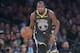 Golden State Warriors forward Kevin Durant handles the ball during the first half of an NBA basketball game against the New York Knicks, Friday, Oct. 26, 2018, at Madison Square Garden in New York. (AP Photo/Mary Altaffer)