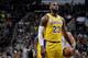 San Antonio, TX - OCTOBER 27: LeBron James #23 of the Los Angeles Lakers shoots a free throw during a game against the San Antonio Spurs on October 27, 2018 at AT&T Center in San Antonio, Texas. NOTE TO USER: User expressly acknowledges and agrees that, by downloading and/or using this photograph, User is consenting to the terms and conditions of the Getty Images License Agreement. Mandatory Copyright Notice: Copyright 2018 NBAE (Photo by Mark Sobhani/NBAE via Getty Images)