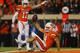 STILLWATER, OK - OCTOBER 27: Quarterback Taylor Cornelius #14 of the Oklahoma State Cowboys falls backward into the end zone on a seven yard run but falls just short of scoring a touchdown on October 27, 2018 at Boone Pickens Stadium in Stillwater, Oklahoma. Cornelius scored on the next play and the Cowboys lead 31-14 at the half. (Photo by Brian Bahr/Getty Images)