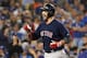 LOS ANGELES, CA - OCTOBER 28: Steve Pearce #25 of the Boston Red Sox celebrates his eighth inning home run against the Los Angeles Dodgers in Game Five of the 2018 World Series at Dodger Stadium on October 28, 2018 in Los Angeles, California. (Photo by Sean M. Haffey/Getty Images)