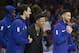 PHILADELPHIA, PA - JANUARY 5: Dario Saric #9, Markelle Fultz #20, Joel Embiid #21, and Ben Simmons #25 of the Philadelphia 76ers react from the bench against the Detroit Pistons in the fourth quarter at the Wells Fargo Center on January 5, 2018 in Philadelphia, Pennsylvania. The 76ers defeated the Pistons 114-78. NOTE TO USER: User expressly acknowledges and agrees that, by downloading and or using this photograph, User is consenting to the terms and conditions of the Getty Images License Agreement. (Photo by Mitchell Leff/Getty Images)
