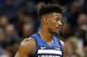 Minnesota Timberwolves' Jimmy Butler plays against the Los Angeles Lakers in the second half of an NBA basketball game Monday, Oct. 29, 2018, in Minneapolis. (AP Photo/Jim Mone)