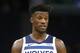 Minnesota Timberwolves' Jimmy Butler plays against the Indiana Pacers in the first half of an NBA basketball game Monday, Oct. 22, 2018, in Minneapolis. (AP Photo/Jim Mone)