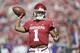 NORMAN, OK - OCTOBER 27: Quarterback Kyler Murray #1 of the Oklahoma Sooners warms up before the game against the Kansas State Wildcats at Gaylord Family Oklahoma Memorial Stadium on October 27, 2018 in Norman, Oklahoma. Oklahoma defeated Kansas State 51-14. (Photo by Brett Deering/Getty Images)
