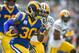 LOS ANGELES, CA - OCTOBER 28: Running back Todd Gurley #30 of the Los Angeles Rams runs the ball in the first quarter against the Green Bay Packers at Los Angeles Memorial Coliseum on October 28, 2018 in Los Angeles, California. (Photo by John McCoy/Getty Images)