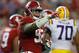 TUSCALOOSA, AL - NOVEMBER 04: Quinnen Williams #92 of the Alabama Crimson Tide reacts after a sack against the LSU Tigers at Bryant-Denny Stadium on November 4, 2017 in Tuscaloosa, Alabama. (Photo by Kevin C. Cox/Getty Images)
