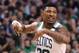 BOSTON, MA - MAY 3: Marcus Smart #36 of the Boston Celtics celebrates after hitting a three point shot against the Philadelphia 76ers during the second quarter of Game Two of the Eastern Conference Second Round of the 2018 NBA Playoffs at TD Garden on May 3, 2018 in Boston, Massachusetts. (Photo by Maddie Meyer/Getty Images)
