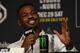 NEW YORK, NEW YORK - NOVEMBER 02: Jon Jones interacts with the media during the UFC 232 press conference inside Hulu Theater at Madison Square Garden on November 2, 2018 in New York, New York. (Photo by Jeff Bottari/Zuffa LLC/Zuffa LLC via Getty Images)