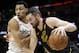 Cleveland Cavaliers' Kevin Love, right, drives past Washington Wizards' Otto Porter Jr. in the first half of an NBA basketball game, Thursday, April 5, 2018, in Cleveland. (AP Photo/Tony Dejak)